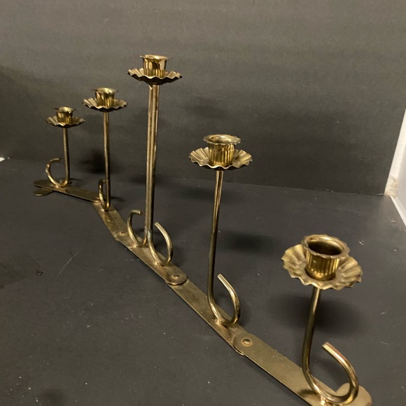 Vintage Accordion Candleabra Joined Gold Tone 5- Candle Holders . Rare Find - Picture 4 of 7